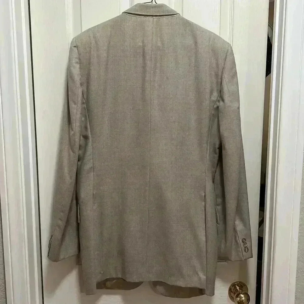 Vintage 80’s 100% Wool 3 Piece Suit Formal Wear Men’s Neutral Color 34x32 42R - Picture 4 of 16